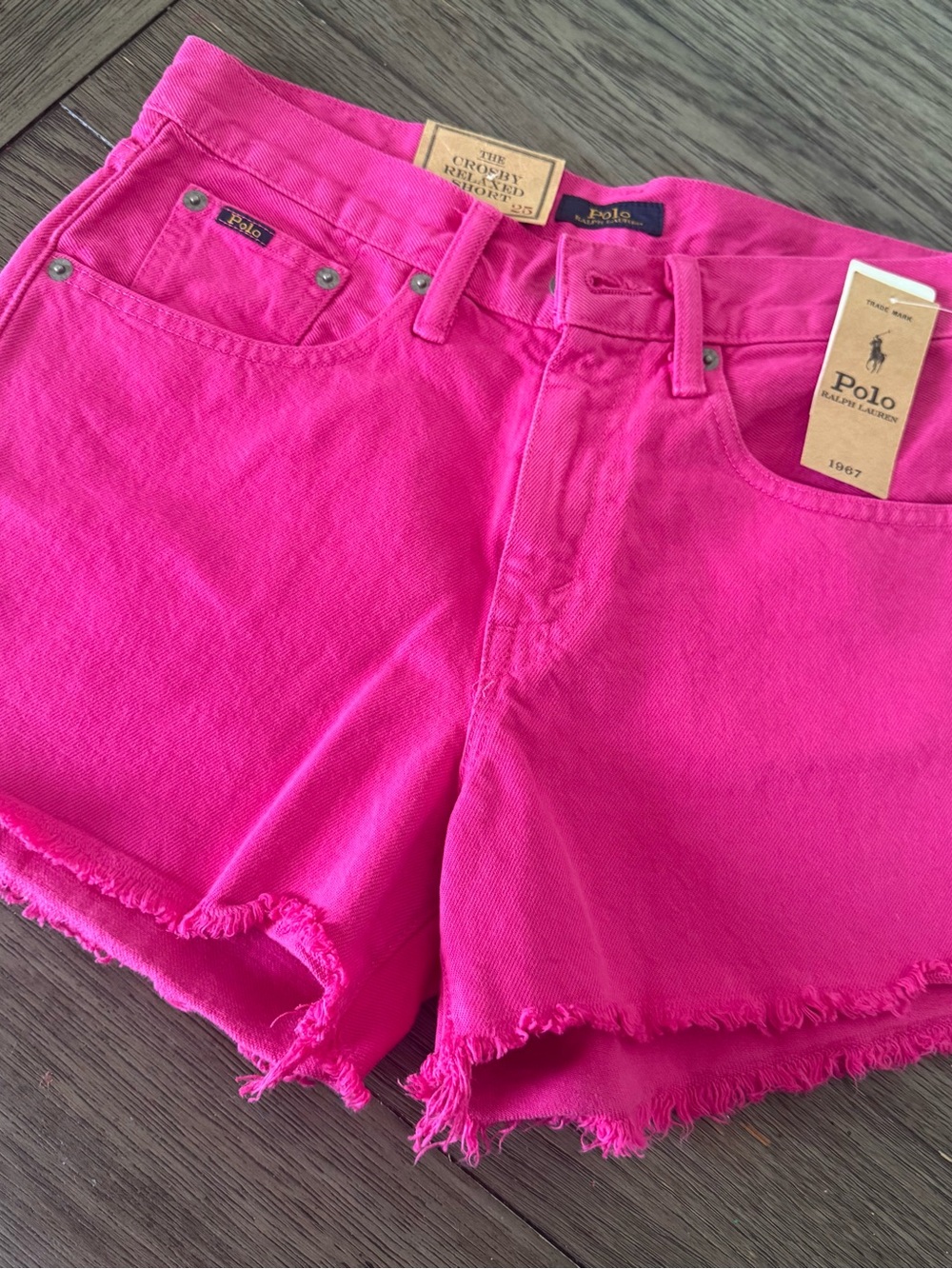 Polo by Ralph Lauren Bright Pink Frayed Denim Shorts